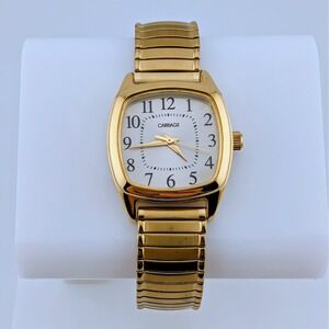 Timex Carriage Women's 26mm Sunburst Dial Gold Tone Quartz Cushion Case Watch